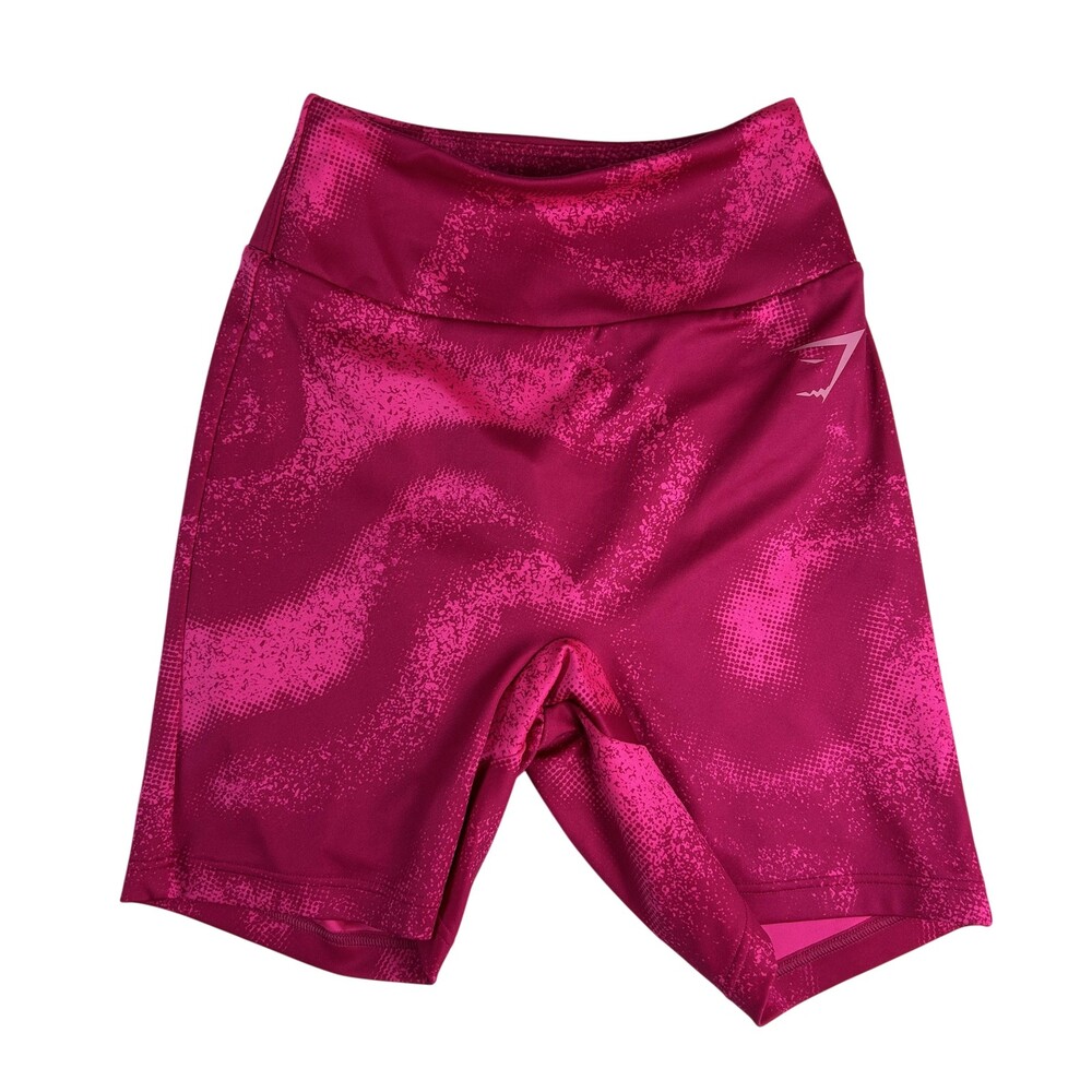 Gymshark Shorts Womens Size XS Pink Print High Rise Biker Scrunch Gym 5"